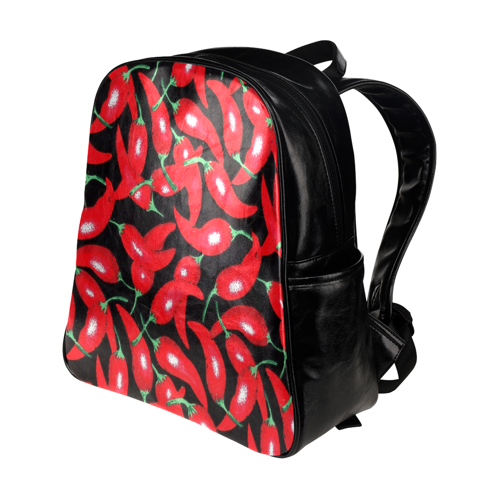 red hottt chili peppers Multi-Pockets Backpack (Model 1636)