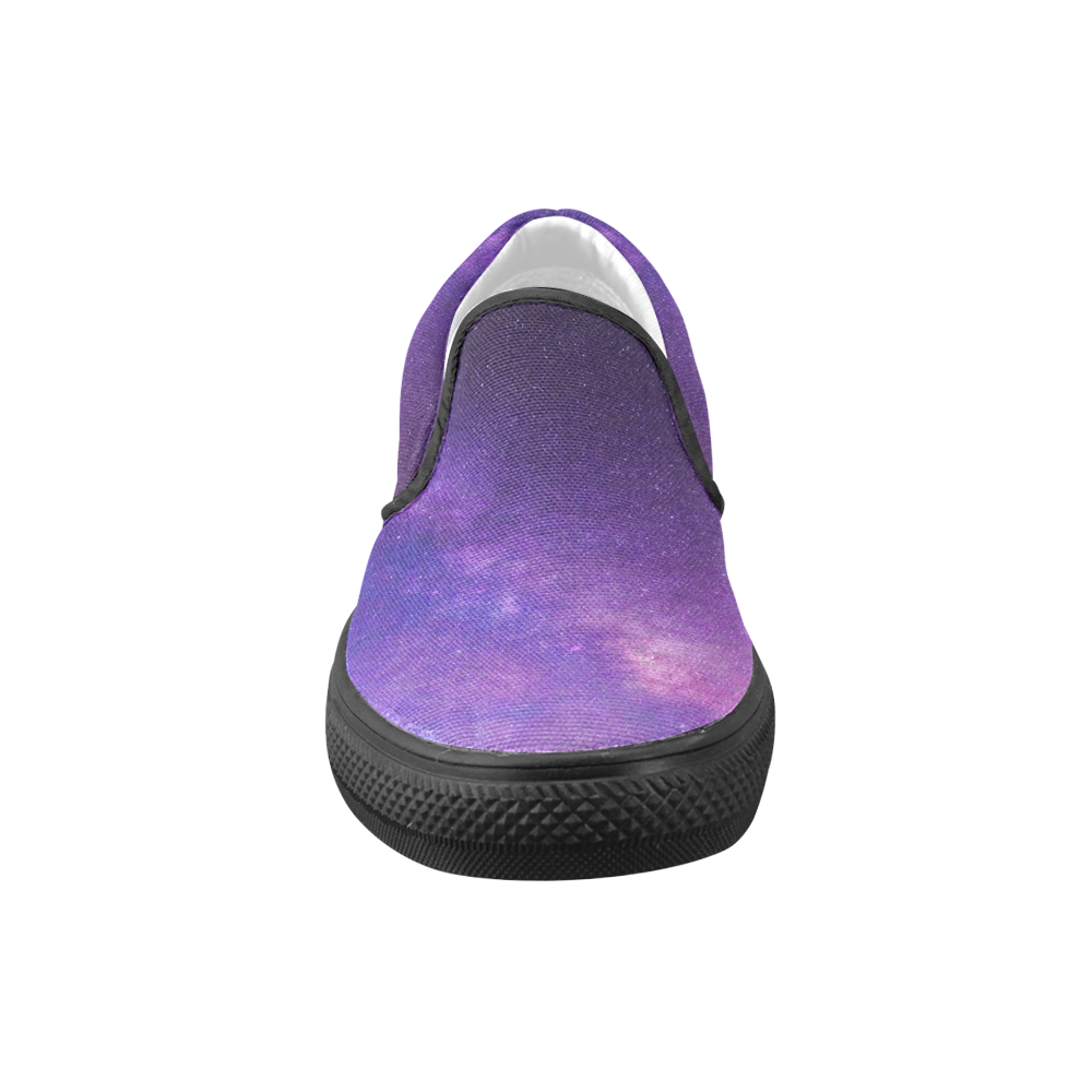 Purple Blue Starry Night Sky Slip-on Canvas Shoes for Men/Large Size (Model 019)