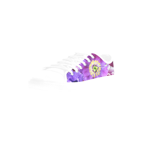 Purple flowers_ Gloria Sanchez1 Aquila Microfiber Leather Women's Shoes/Large Size (Model 031)