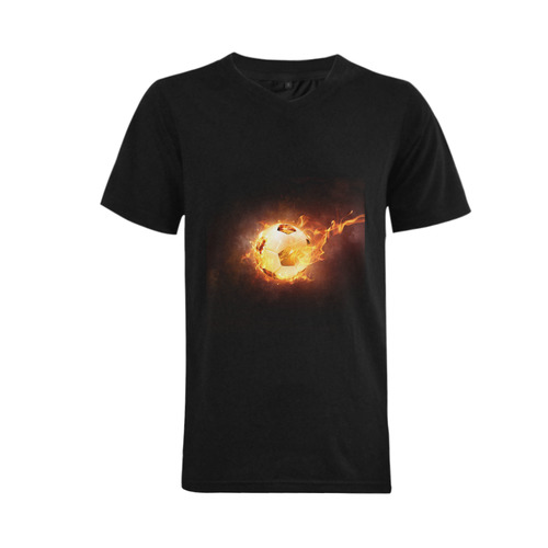 SPORT Football Soccer, Ball under Fire Men's V-Neck T-shirt  Big Size(USA Size) (Model T10)