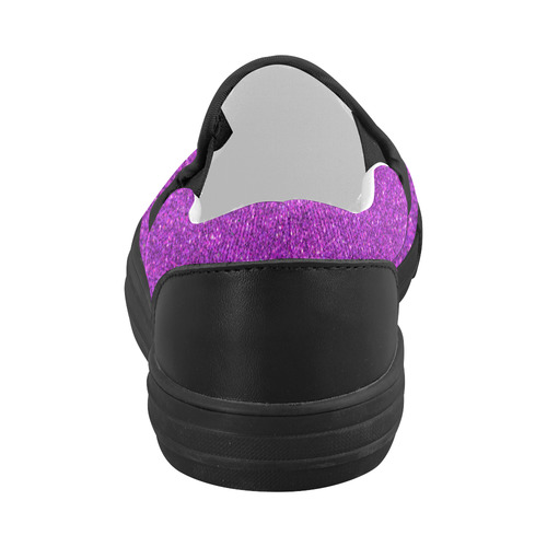 Sparkles Purple Glitter Women's Slip-on Canvas Shoes (Model 019)