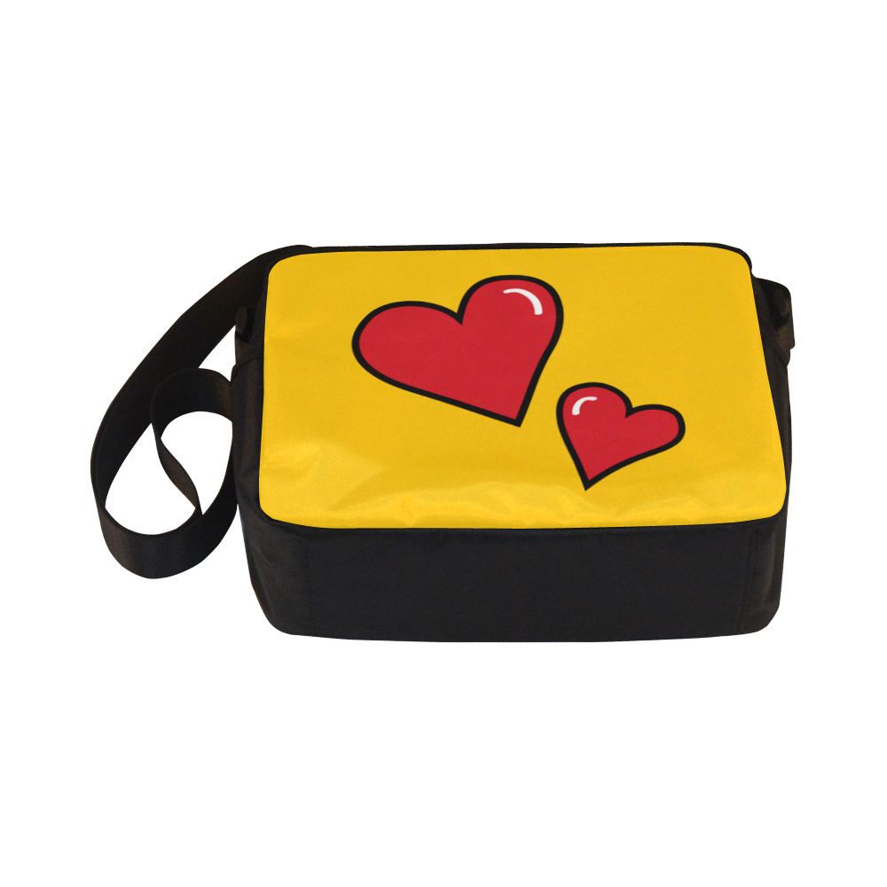 POP ART Style Two Hearts with Yellow Background Classic Cross-body Nylon Bags (Model 1632)