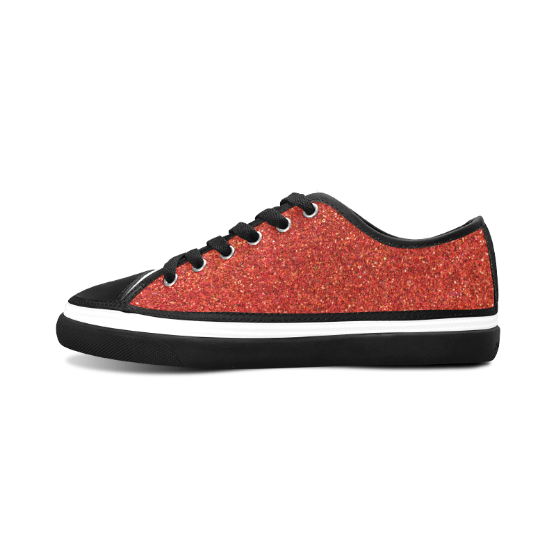 Sparkles Red Glitter Women's Canvas Zipper Shoes (Model 001)