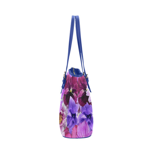 Purple flowers_ Gloria Sanchez1 Leather Tote Bag/Large (Model 1651)