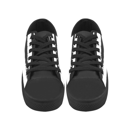 PATTERN Black White Brushstrokes Stribes Aquila Microfiber Leather Women's Shoes/Large Size (Model 031)