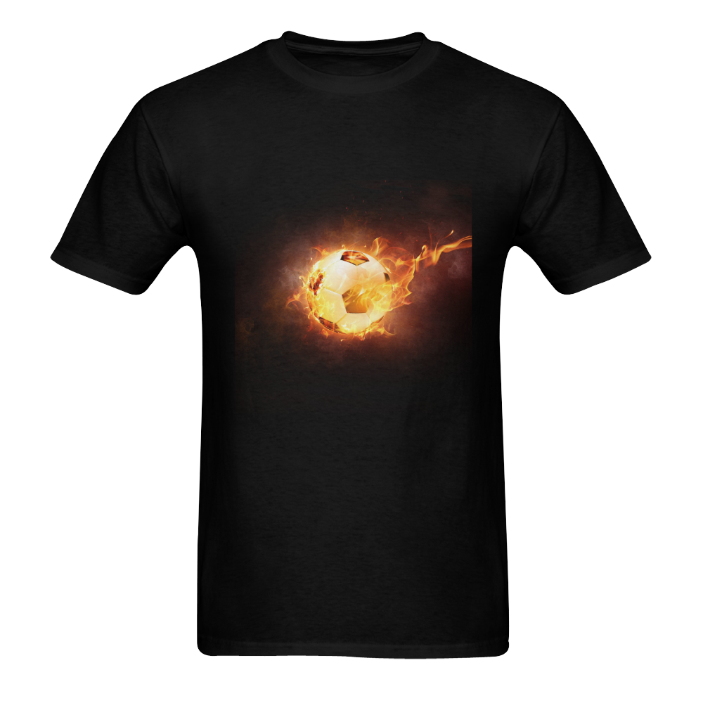 SPORT Football Soccer, Ball under Fire Men's T-Shirt in USA Size (Two Sides Printing)