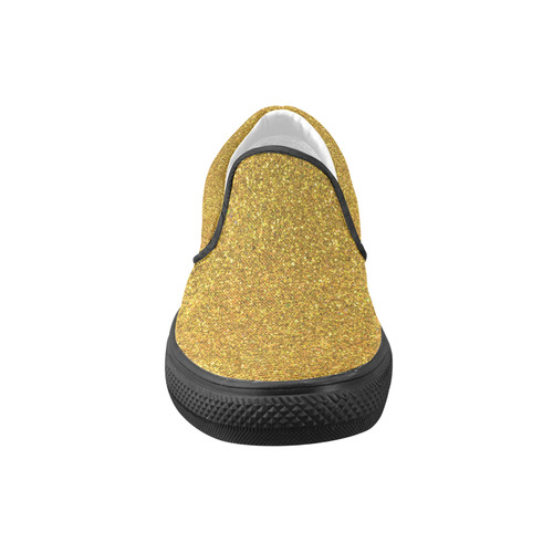 Sparkles Yellow Glitter Women's Unusual Slip-on Canvas Shoes (Model 019)