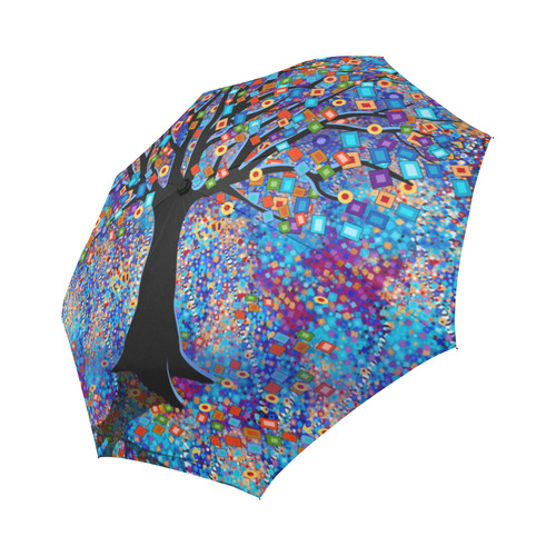 Colorful Tree Art Print Pattern Auto-Foldable Umbrella (Model U04)