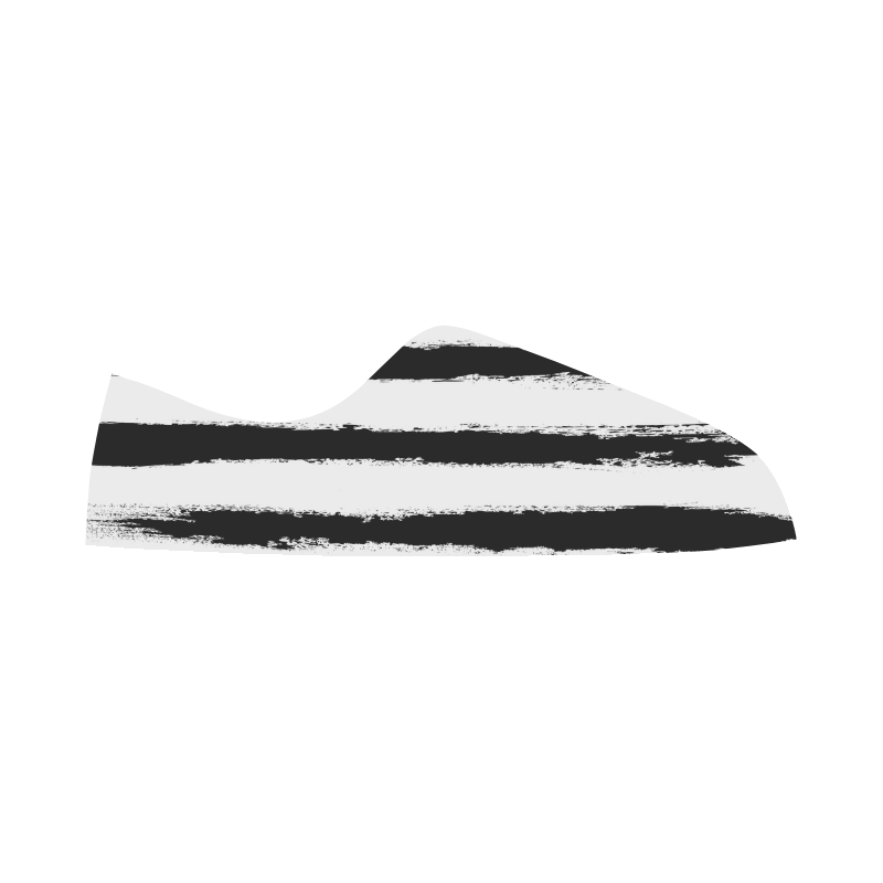 PATTERN Black White Brushstrokes Stribes Women's Canvas Zipper Shoes/Large Size (Model 001)