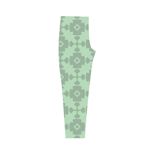 Mint Green Geometric Tile Pattern Capri Legging (Model L02)