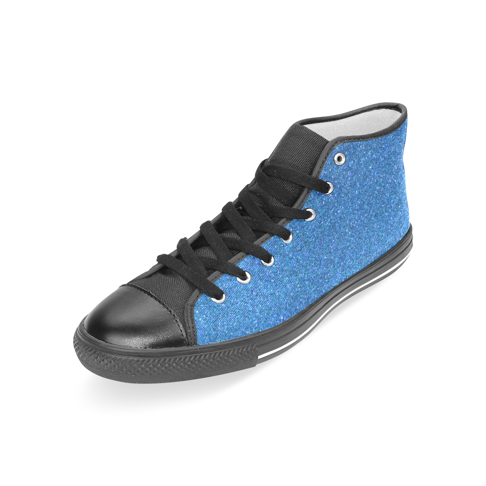 Sparkles Light Blue Glitter Women's Classic High Top Canvas Shoes (Model 017)