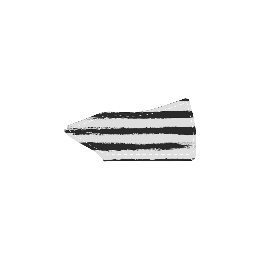 PATTERN Black White Brushstrokes Stribes Women's Unusual Slip-on Canvas Shoes (Model 019)