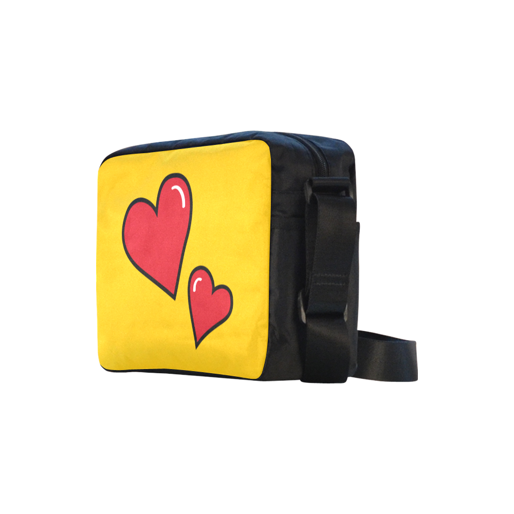 POP ART Style Two Hearts with Yellow Background Classic Cross-body Nylon Bags (Model 1632)