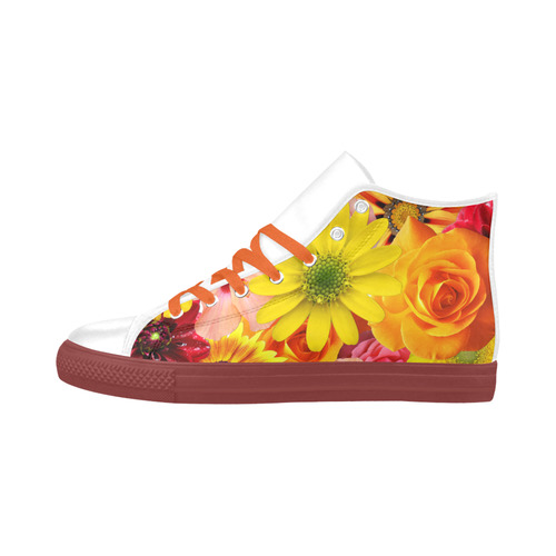 Orange flowers_ Gloria Sanchez1 Aquila High Top Microfiber Leather Women's Shoes (Model 032)