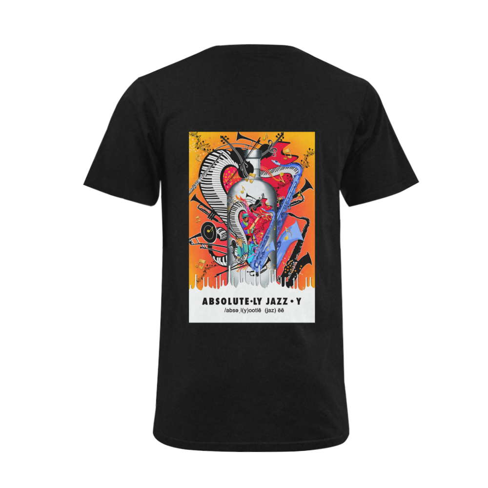 Absolut Art T Shirt Jazz Music Theme Art Print Men's V-Neck T-shirt  Big Size(USA Size) (Model T10)