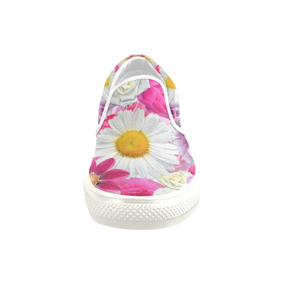 Pink flowers_ Gloria Sanchez1 Women's Unusual Slip-on Canvas Shoes (Model 019)