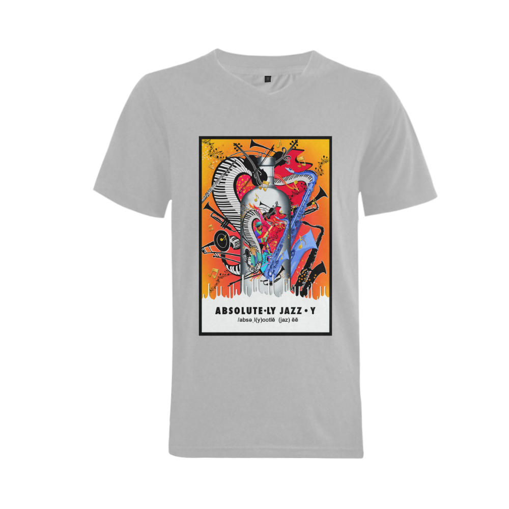 Absolute Jazz Music Theme Art Print Men's V-Neck T-shirt  Big Size(USA Size) (Model T10)