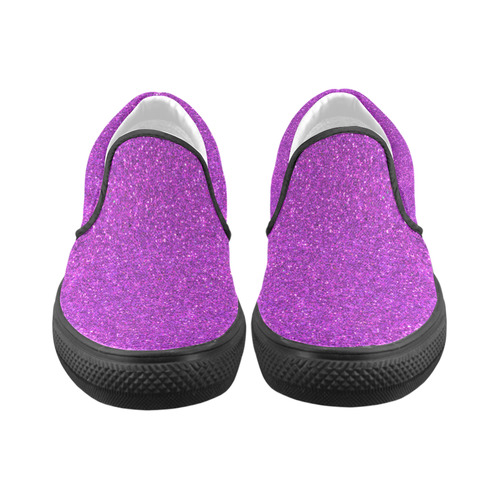 Sparkles Purple Glitter Women's Unusual Slip-on Canvas Shoes (Model 019)