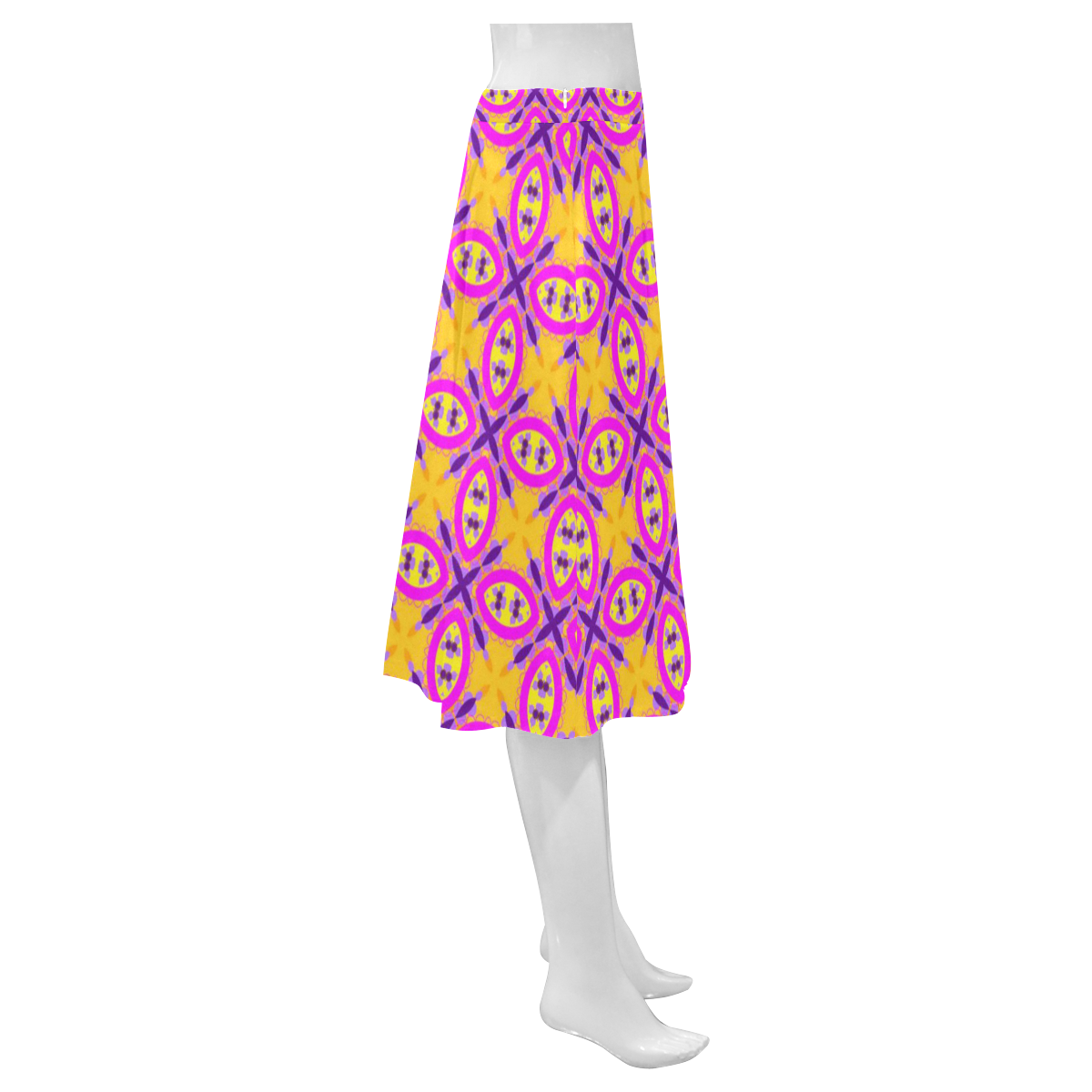 Chic Pink Pattern Mnemosyne Women's Crepe Skirt (Model D16)