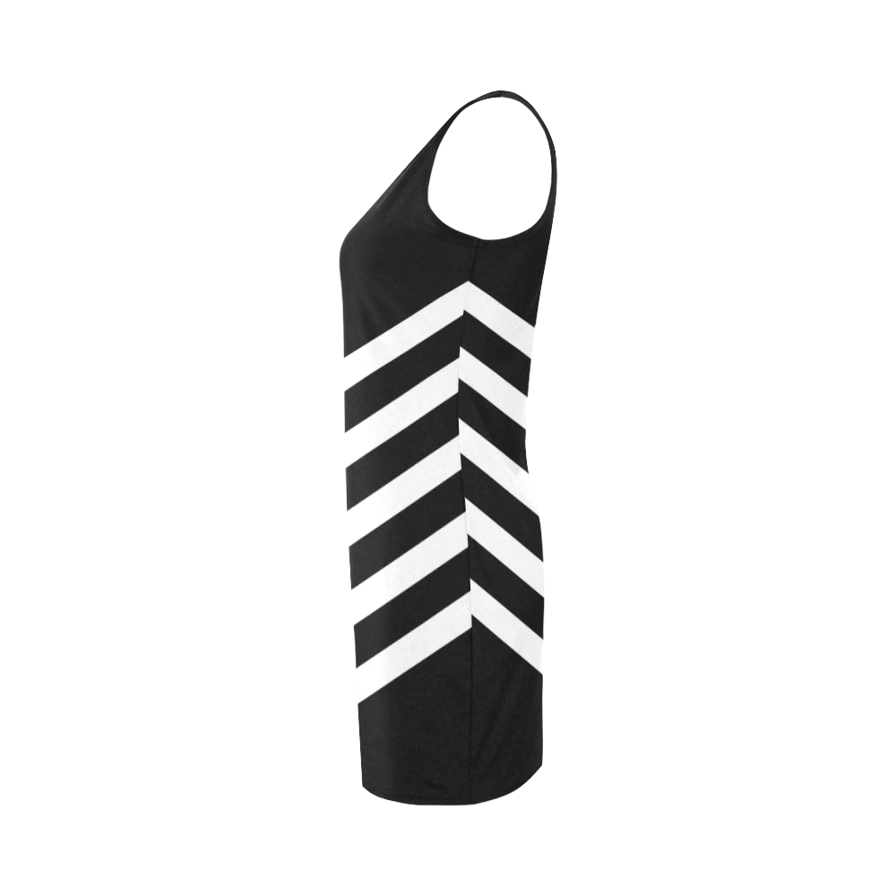 Modern Black Background Chevron Stripes Cut Medea Vest Dress (Model D06)