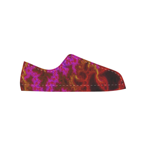 Red Pink Yellow Knitting in Fractal Style Women's Classic Canvas Shoes (Model 018)