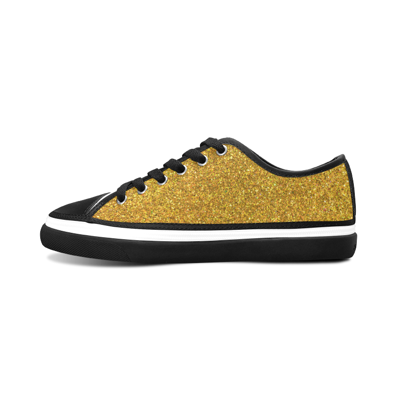 Sparkles Yellow Glitter Women's Canvas Zipper Shoes (Model 001)