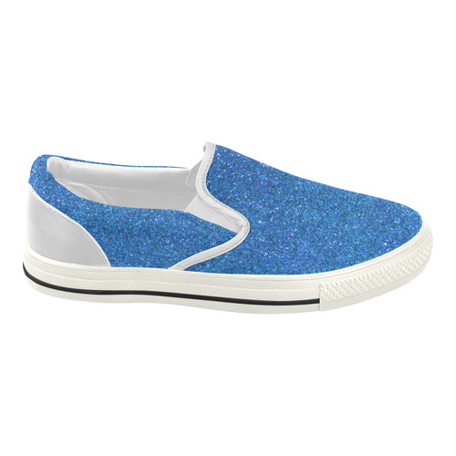 Sparkles Light Blue Glitter Women's Slip-on Canvas Shoes (Model 019)