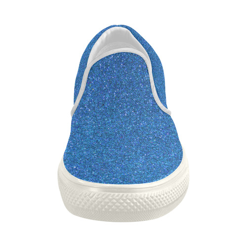 Sparkles Light Blue Glitter Women's Slip-on Canvas Shoes (Model 019)