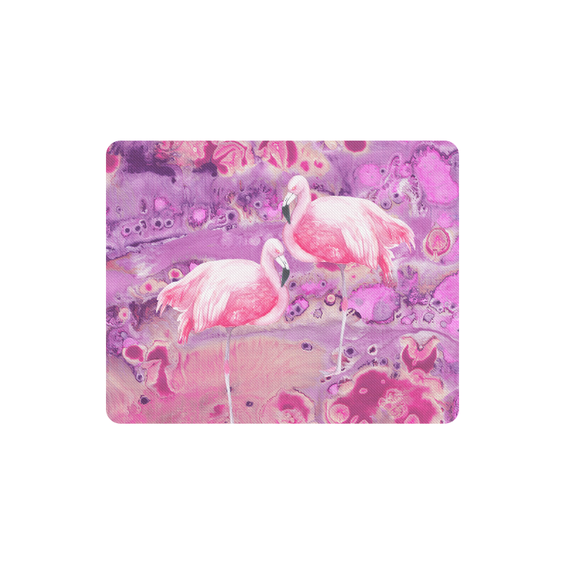 Flamingos Batik Paint Background Pink Violet Rectangle Mousepad