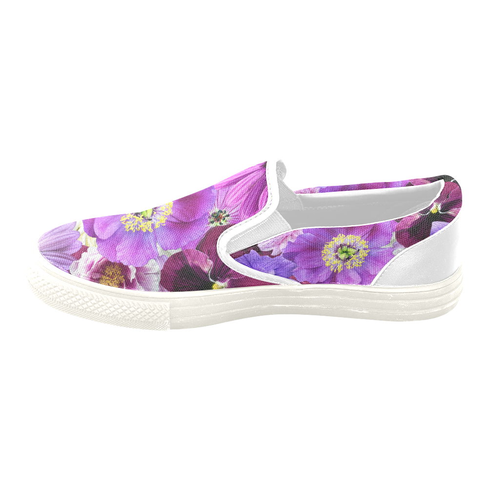 Purple flowers_ Gloria Sanchez1 Women's Unusual Slip-on Canvas Shoes (Model 019)