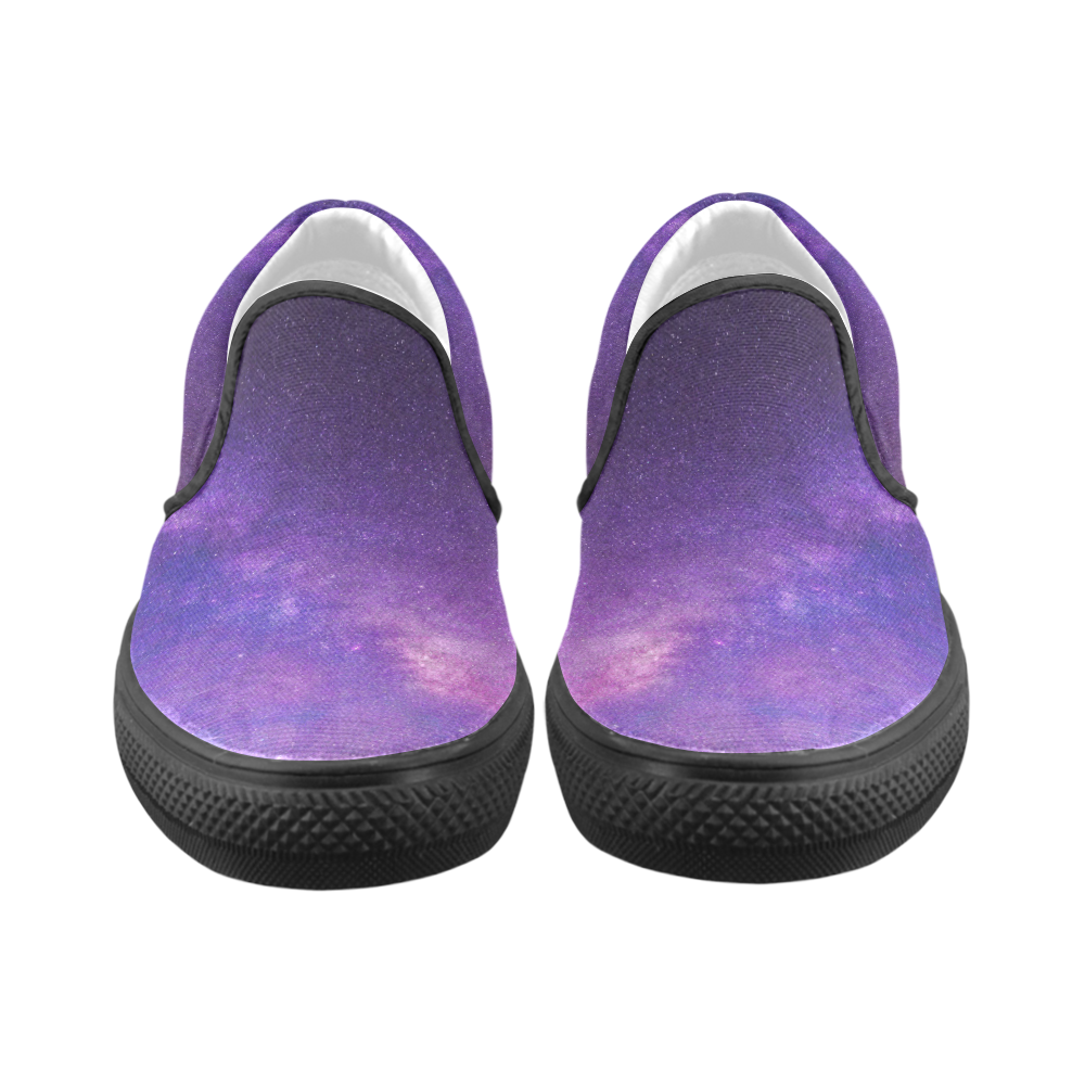 Purple Blue Starry Night Sky Slip-on Canvas Shoes for Men/Large Size (Model 019)