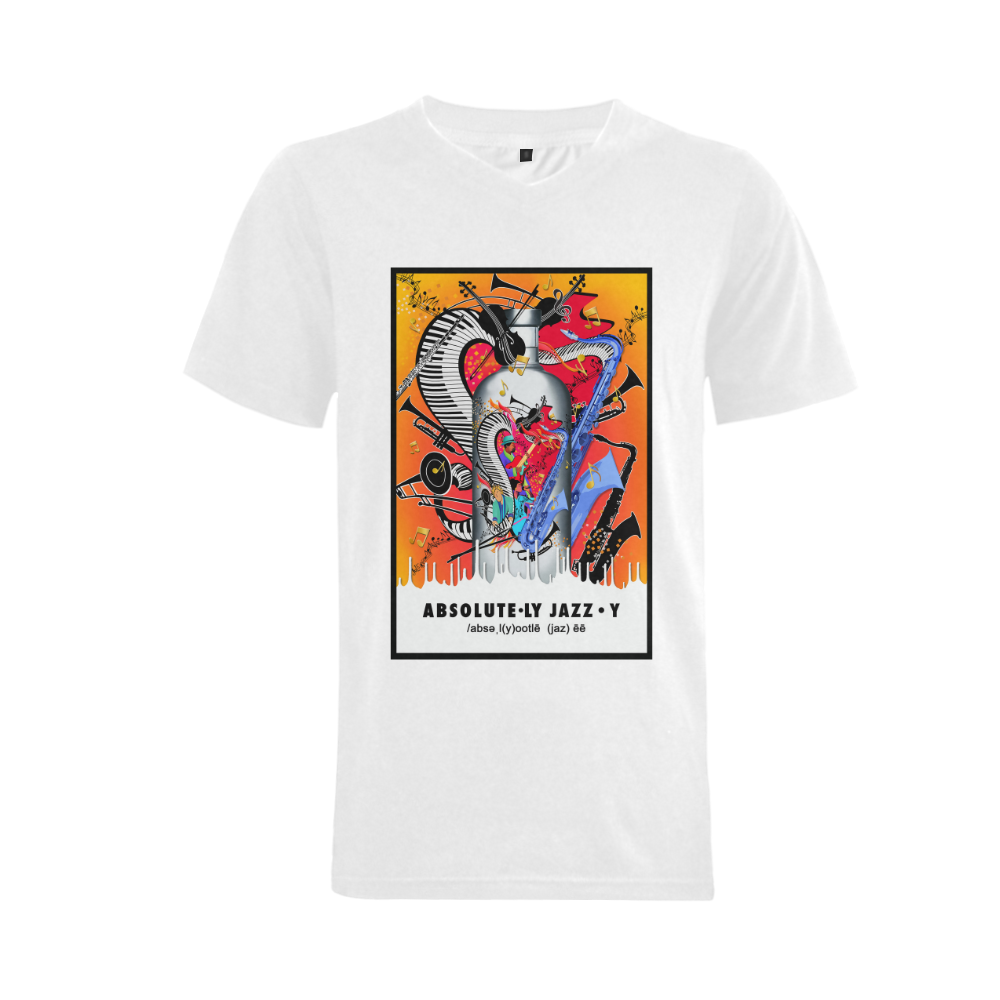 Absolut Art Shirt Jazz Music Theme Art Print Men's V-Neck T-shirt  Big Size(USA Size) (Model T10)