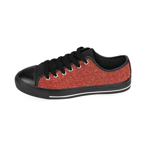 Sparkles Red Glitter Canvas Women's Shoes/Large Size (Model 018)