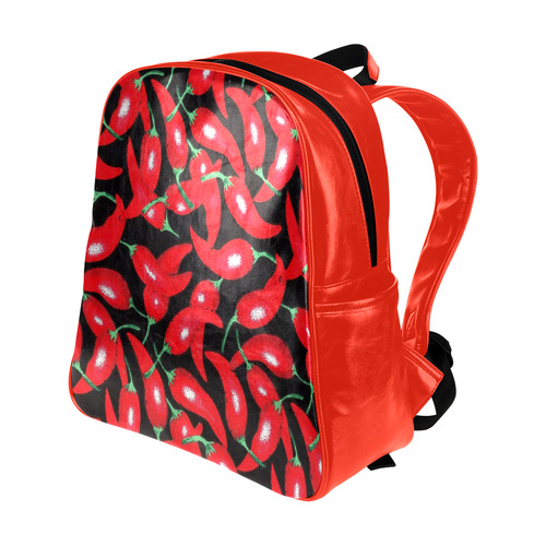 red hottt chili peppers Multi-Pockets Backpack (Model 1636)