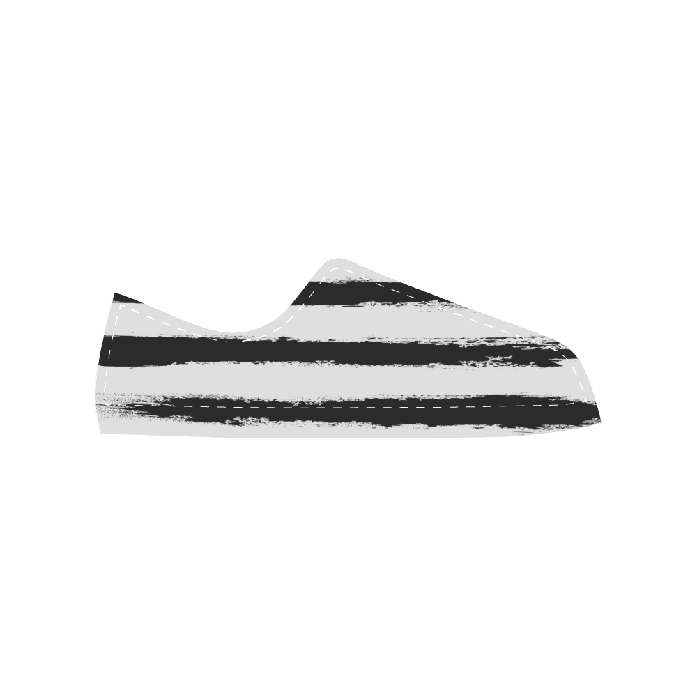 PATTERN Black White Brushstrokes Stribes Women's Classic Canvas Shoes (Model 018)