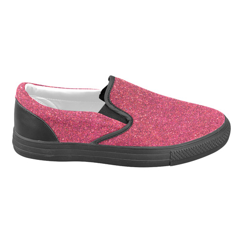 Sparkles Pink Glitter Women's Unusual Slip-on Canvas Shoes (Model 019)