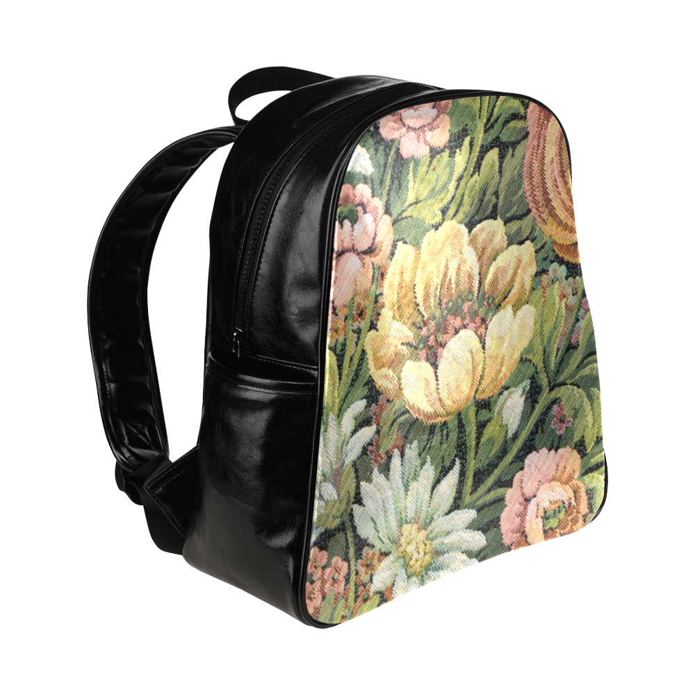 Grandma's Couch Floral Apholstery Look Multi-Pockets Backpack (Model 1636)