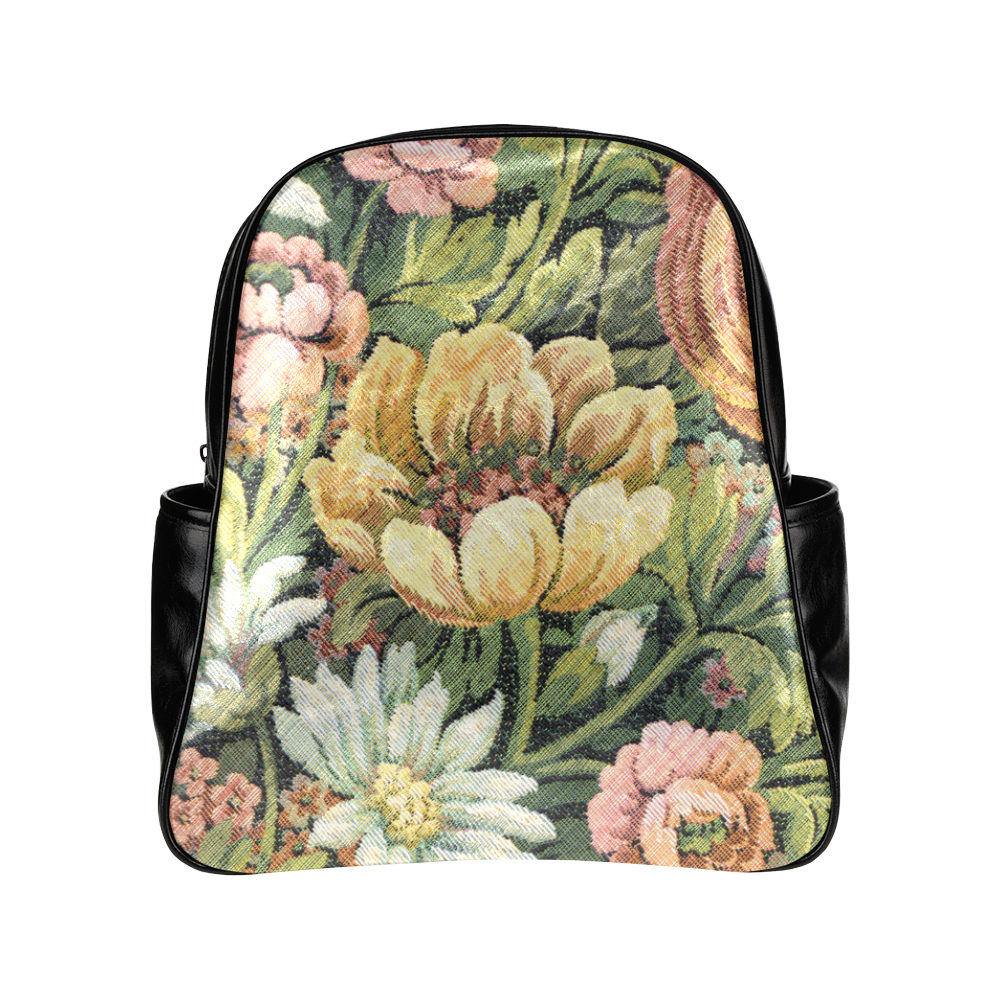 Grandma's Couch Floral Apholstery Look Multi-Pockets Backpack (Model 1636)