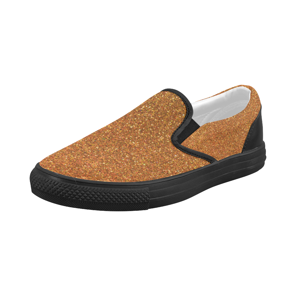 Sparkles Gold Glitter Women's Slip-on Canvas Shoes (Model 019)