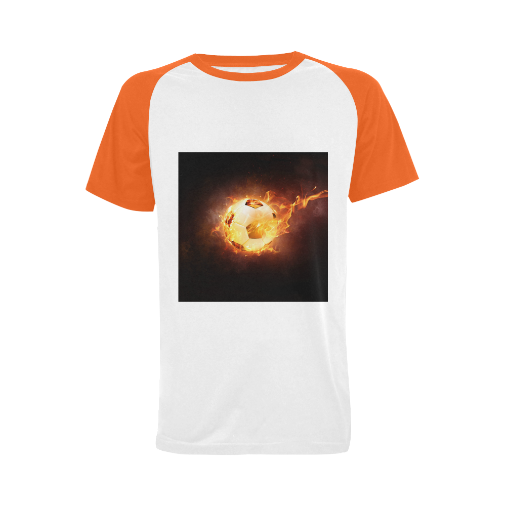 SPORT Football Soccer, Ball under Fire Men's Raglan T-shirt Big Size (USA Size) (Model T11)