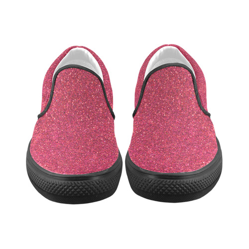 Sparkles Pink Glitter Women's Unusual Slip-on Canvas Shoes (Model 019)