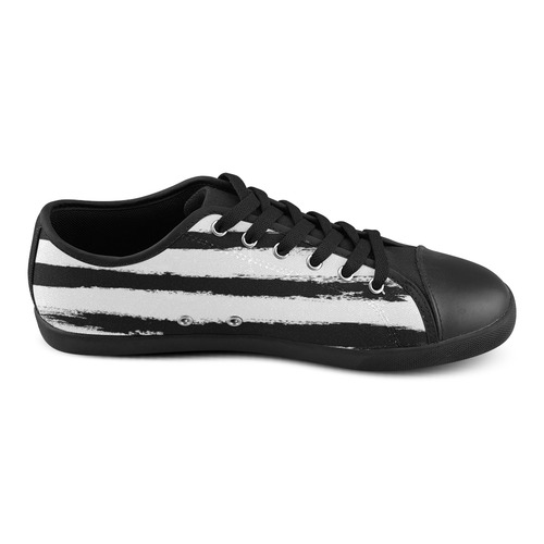 PATTERN Black White Brushstrokes Stribes Canvas Shoes for Women/Large Size (Model 016)