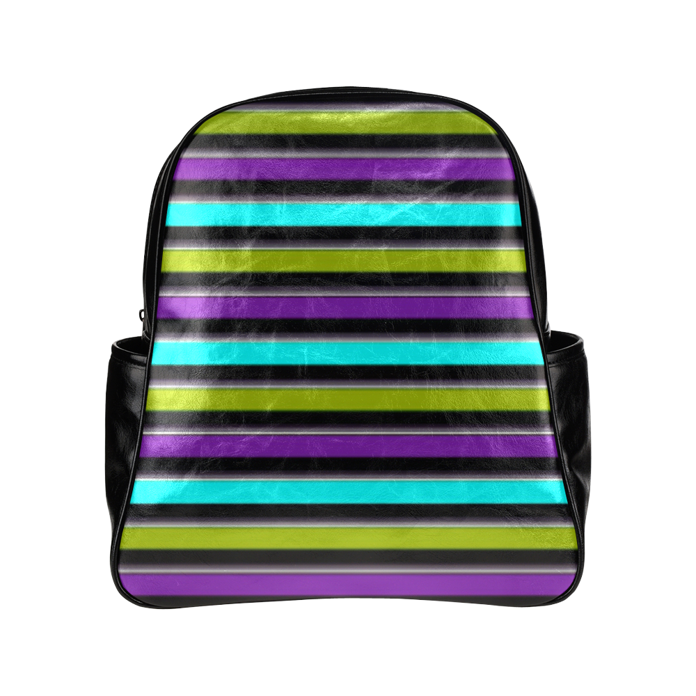 retro stripe 1 Multi-Pockets Backpack (Model 1636)