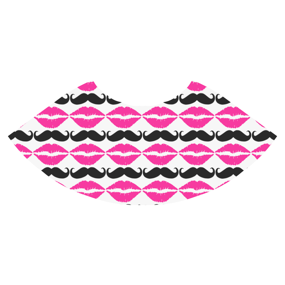 Pink and Black Hipster Mustache and Lips Athena Women's Short Skirt (Model D15)