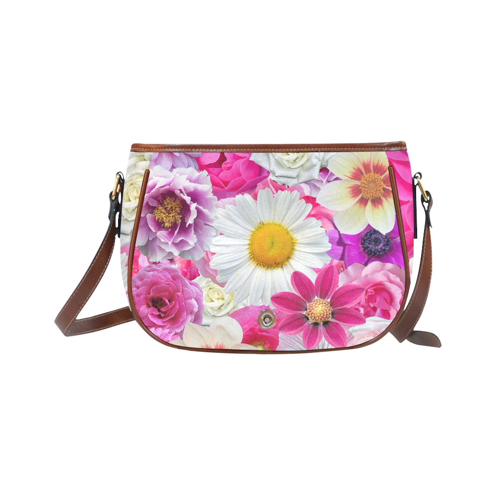 Pink flowers_ Gloria Sanchez1 Saddle Bag/Large (Model 1649)