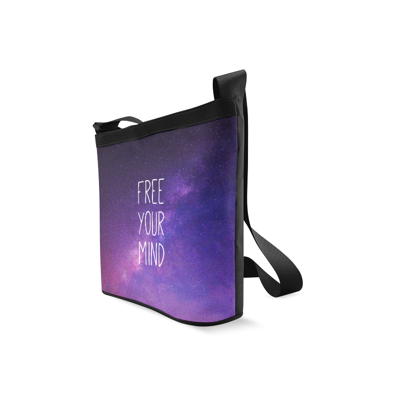"Free Your Mind" Quote Purple Blue Night Sky Crossbody Bags (Model 1613)