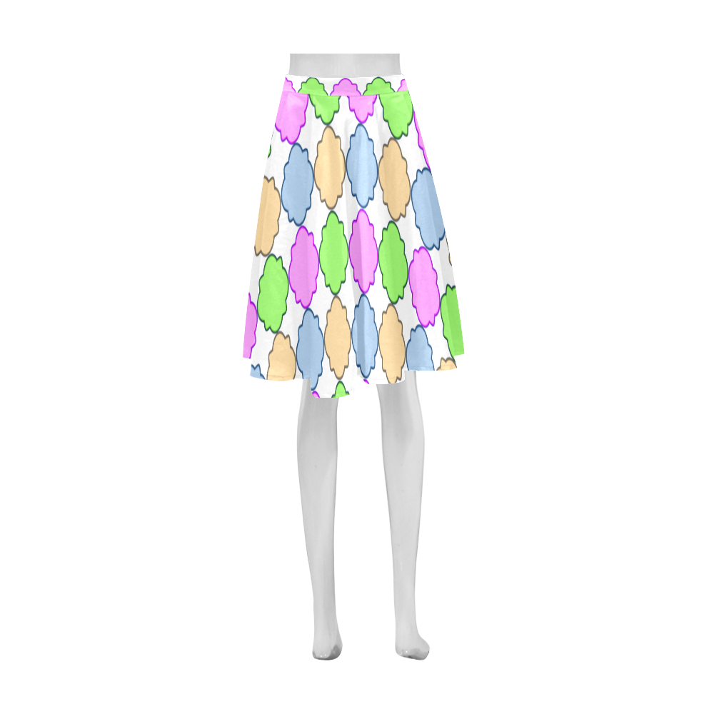 Bright Pastel Geometric Quatrefoil Athena Women's Short Skirt (Model D15)