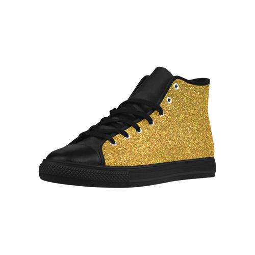 Sparkles Yellow Glitter Aquila High Top Microfiber Leather Women's Shoes (Model 032)