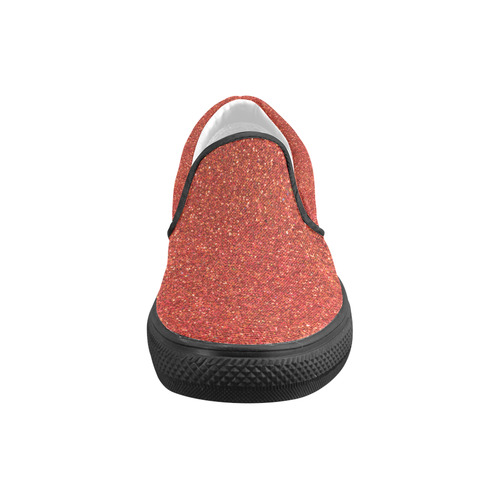 Sparkles Red Glitter Women's Unusual Slip-on Canvas Shoes (Model 019)