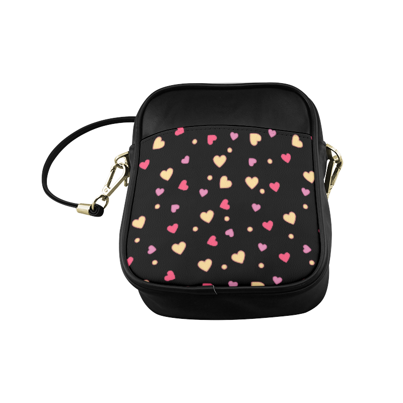 Hearts On Black Sling Bag (Model 1627)